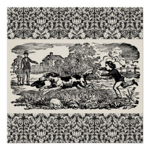 Hunde laufen antike Haustierkunst viktorianische A Poster