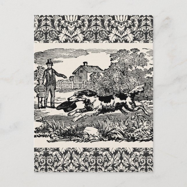 Hunde laufen antike Haustierkunst viktorianische A Postkarte (Vorderseite)