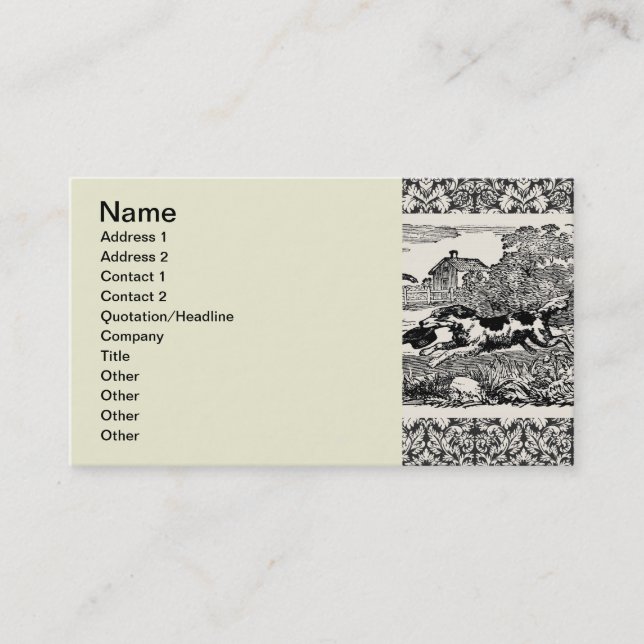 Hunde laufen antike Haustierkunst viktorianische A Visitenkarte (Vorderseite)