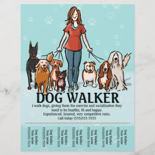 Hunde laufen. Hunde Walker. Tearsheet Flyer