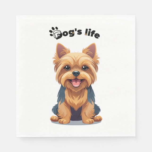 Hunde Lebensfreude Yorkshire Terrier Illustration Serviette (Vorderseite)