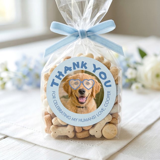 Hunde-Leckerli-Hochzeitsgunst Hunde-Foto Danke sch Runder Aufkleber (Dog Photo Thank You Stickers)