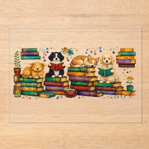 Hunde lesen Bücher Cozy Library Szene Acryleinladungen