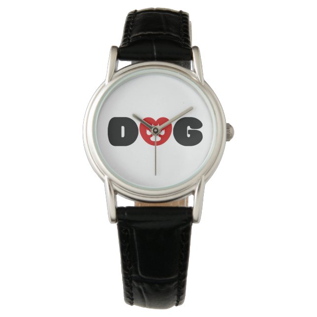 Hunde Liebe Herz Armbanduhr (Vorderseite)