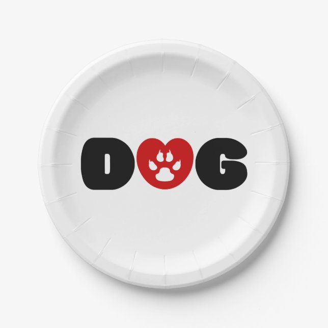 Hunde Liebe Herz Pappteller (Vorderseite)