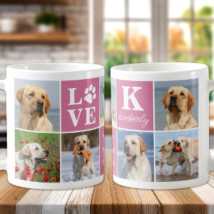 Hunde LIEBE Personalisiert 7 Foto Collage Paw Prin Kaffeetasse