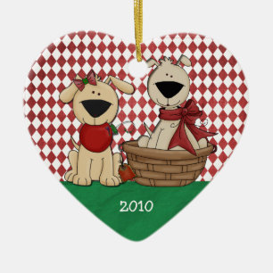 Hunde lieben Erste Weihnachtsfeier Personalisiert Keramik Ornament