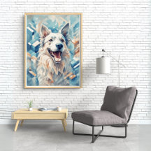 Hunde lieben Wand Art/ blauer Ton [2/3]