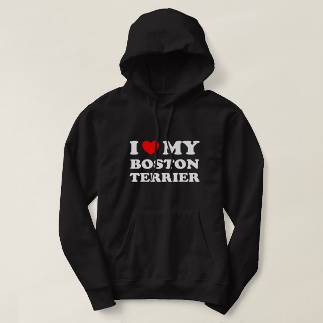 Hunde Liebhaber Herz I Liebe My Boston Terrier Hoodie (Design vorne)
