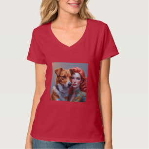 Hunde-Liebhaber Individuelles Bild Bedrucktes Rot  T-Shirt