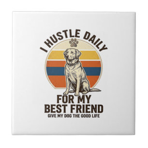 Hunde Liebhaber Shirt Vintage Gravur Hart Arbeiten Fliese
