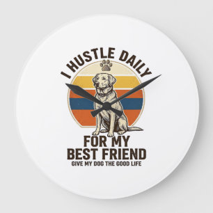 Hunde Liebhaber Shirt Vintage Gravur Hart arbeiten Große Wanduhr