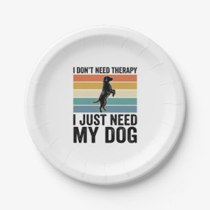 Hunde-Liebhaber-Therapie-Zitat Vintage-Gravur-Desi Pappteller