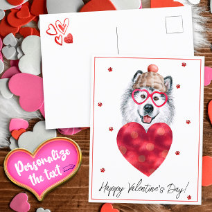 Hunde-Liebhaber Valentinsgeschenk Alaskan Malamute Feiertagspostkarte
