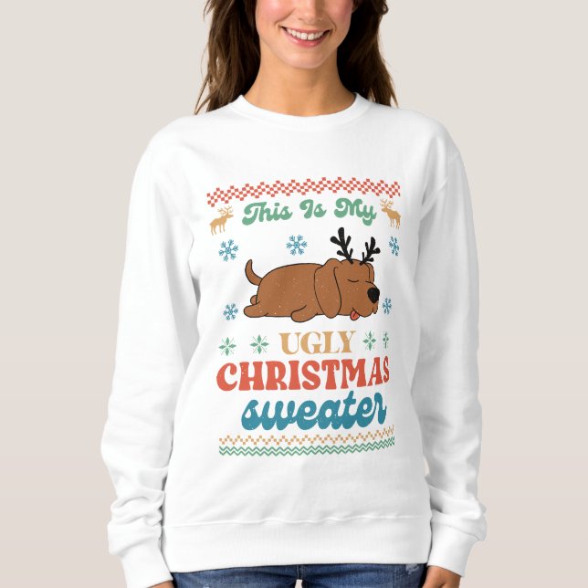 Hunde liebt Ugly Christmas Sweater Sweatshirt (Vorderseite)
