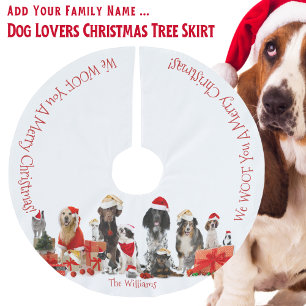 Hunde liebt Weihnachtsbaumrock - Familienname Polyester Weihnachtsbaumdecke
