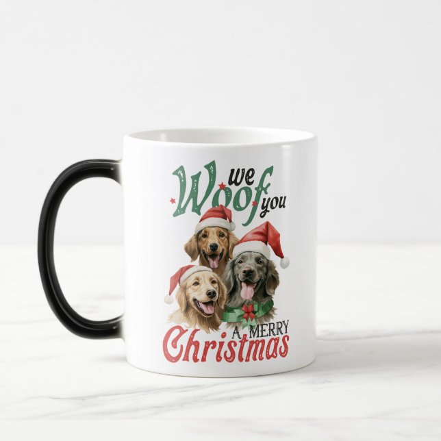 Hunde liebt Weihnachtskaffee-Tasse Verwandlungstasse (Links)