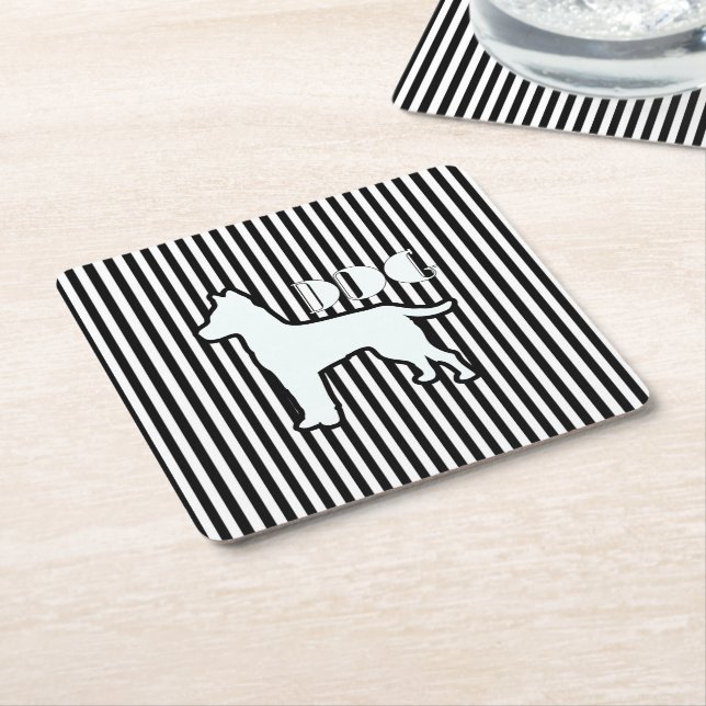 Hunde Logo Black Strip Rechteckiger Pappuntersetzer (angewinkelt)