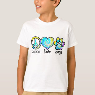 Hunde Lover Gaben Peace Liebe Hunde Gefärbte Krawa T-Shirt