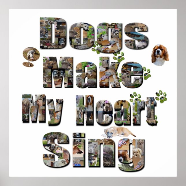 Hunde machen das Logo "Mein Herz sing Picture", Poster (Vorne)