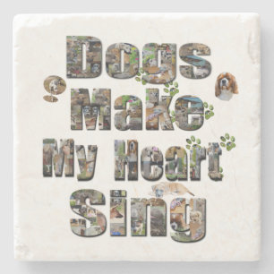 Hunde machen das Logo "Mein Herz sing Picture", Steinuntersetzer