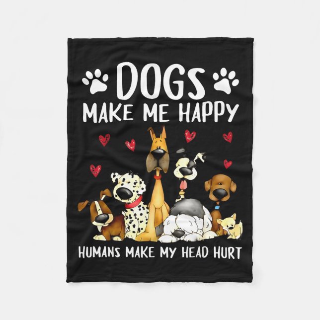 Hunde machen mich glücklich Menschen machen mir Ko Fleecedecke (Vorderseite)