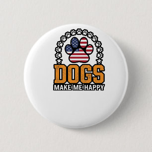 Hunde machen mich glücklich patriotisches Pfoten-V Button
