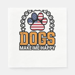 Hunde machen mich glücklich patriotisches Pfoten-V Serviette