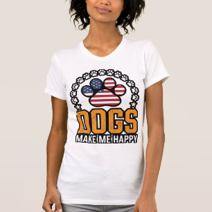 Hunde machen mich glücklich patriotisches Pfoten-V T-Shirt