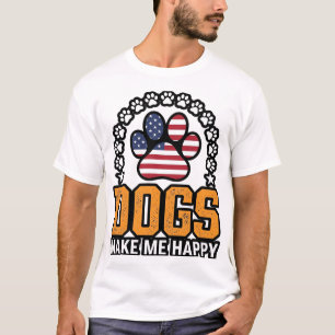 Hunde machen mich glücklich patriotisches Pfoten-V T-Shirt