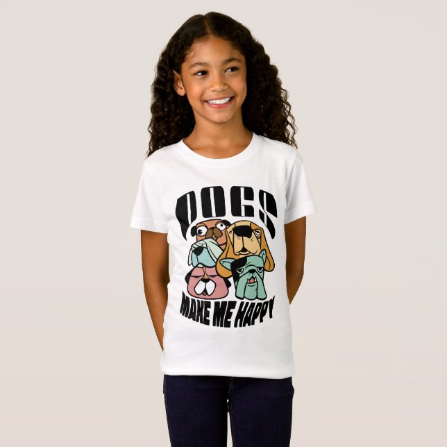 Hunde machen mich glücklich T-Shirt (Vorne ganz)