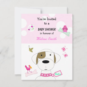 Hunde-Mädchen-Baby-Party im Cartoon-Stil Einladung