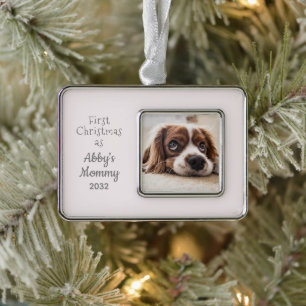 Hunde Mama 1. Weihnachtsmädchen Hund DIY Foto Rahmen-Ornament Silber