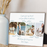 Hunde Mama 4 Vertikales Foto Liebende Worte Fotoplatte<br><div class="desc">Weibliches Foto für die beste Hundemutter - oder sehr einfach für eine besondere Person oder ein Familienmitglied zu personalisieren. Die Fotovorlage zeigt 3 Ihrer bevorzugten Fotos im vertikalen Format mit abgerundeten Ecken an. Geschrieben mit liebevoller Formulierung in klarer, handgeschriebener Schrift, die lautet: "[Name] Ich habe dir mein Herz gegeben und...</div>