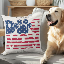 Hunde Mama American Flag Grunge Red White Blue Kissen