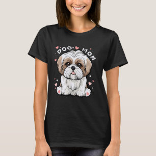 Hunde Mama Baby Shih Tzu Welpe und Herz umgeben T-Shirt