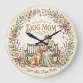 Hunde-Mama-Blumen-Wanduhr Große Wanduhr