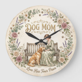 Hunde-Mama-Blumen-Wanduhr Große Wanduhr
