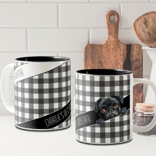 Hunde Mama Buffalo Kariert White Black Mops Custom Zweifarbige Tasse