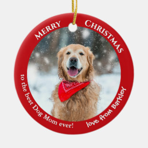 Hunde Mama Custom Foto Red Christmas Keramik Ornament