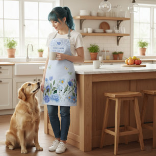 Hunde-Mama Elegantes Florales Blau Personalisierte Schürze