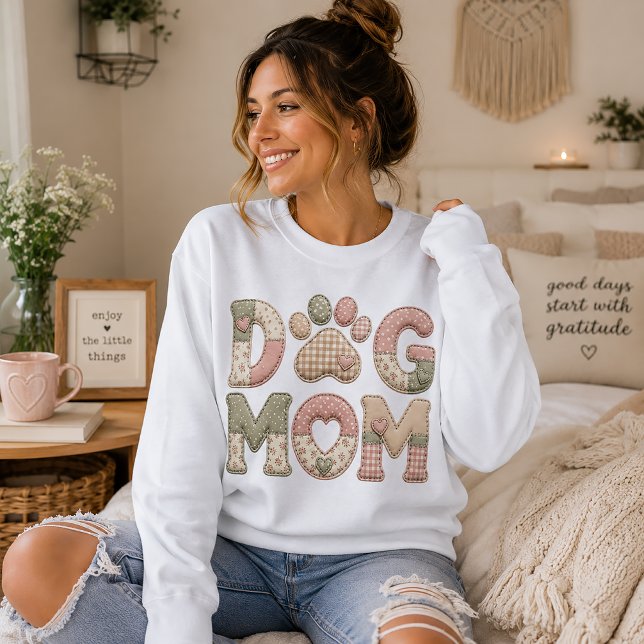 Hunde-Mama-Faux-Patchwork Sweatshirt (Von Creator hochgeladen)
