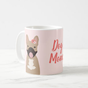 Hunde Mama Französisch Bulldogs lächeln Blume rosa Kaffeetasse
