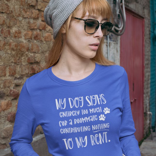 Hunde Mama Funny Custom Foto Frauen's Long Blue T-Shirt (Von Creator hochgeladen)