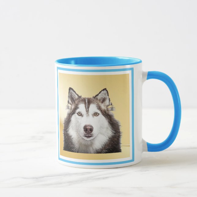 Hunde Mama Funny Mother's Day Pet Foto Blau Innen Tasse (Rechts)