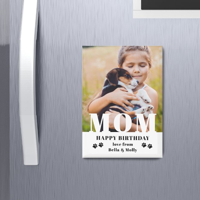 Hunde Mama Happy Birthday Modernes Personalisierte Magnet (Von Creator hochgeladen)