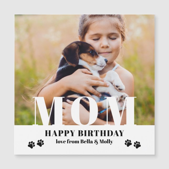Hunde Mama Happy Birthday Modernes Personalisierte Magnetkarte (Vorderseite)