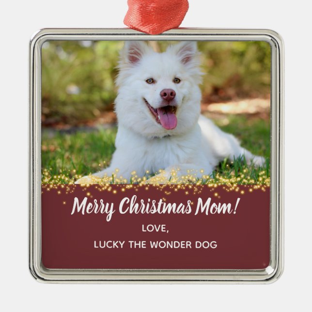 Hunde Mama Hund Vater Haustier Weihnachtsfeiertag  Ornament Aus Metall (Vorne)