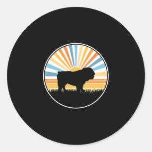 - Hunde Mama Hund Vater Retro Sunset Pet Runder Aufkleber