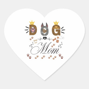Hunde-Mama Leopardendruck Pfoten-Design/Leopard Hu Herz-Aufkleber